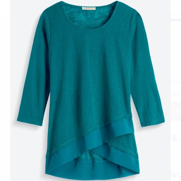 Skies are Blue Kendruh Layered Hem Knit Top - Teal Green - L - Picture 1 of 3